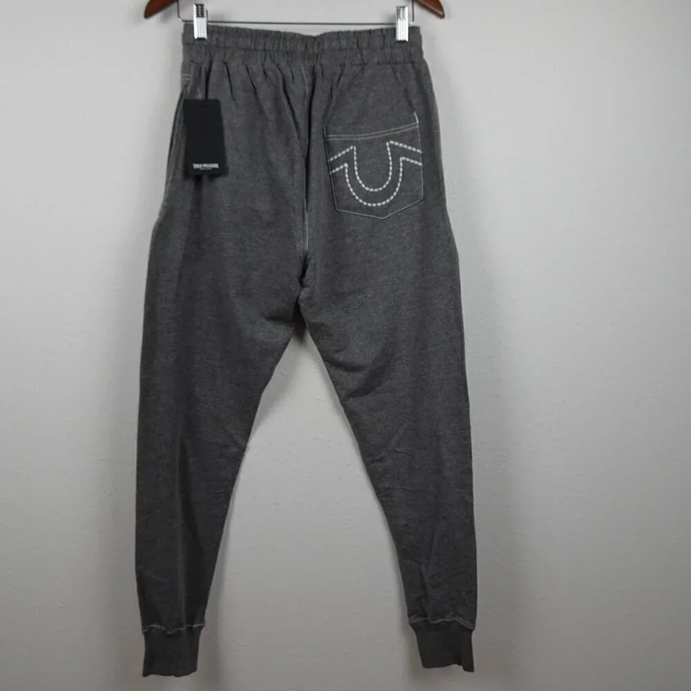 True Religion Joggers Men's Size S Gray Logo Sweatpants Lounge Wear